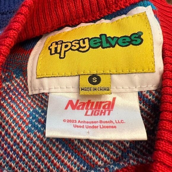 NWT Tipsy Elves Natural Light Beer Ugly Christmas Sweater. Size Small. Holidays - Picture 5 of 8